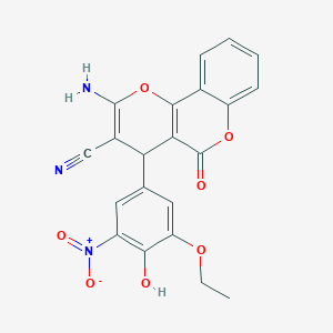molecular formula C21H15N3O7 B4292040 2-amino-4-(3-ethoxy-4-hydroxy-5-nitrophenyl)-5-oxo-4H,5H-pyrano[3,2-c]chromene-3-carbonitrile 