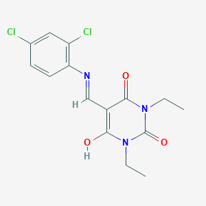 molecular formula C15H15Cl2N3O3 B429205 5-[(2,4-dichloroanilino)methylene]-1,3-diethyl-2,4,6(1H,3H,5H)-pyrimidinetrione 