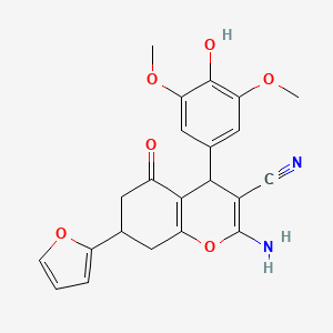molecular formula C22H20N2O6 B4292055 2-amino-7-(2-furyl)-4-(4-hydroxy-3,5-dimethoxyphenyl)-5-oxo-5,6,7,8-tetrahydro-4H-chromene-3-carbonitrile 