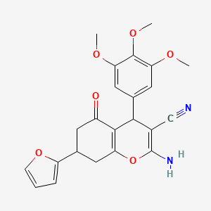 molecular formula C23H22N2O6 B4292057 2-amino-7-(2-furyl)-5-oxo-4-(3,4,5-trimethoxyphenyl)-5,6,7,8-tetrahydro-4H-chromene-3-carbonitrile 