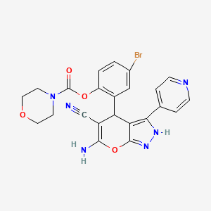 molecular formula C23H19BrN6O4 B4292067 2-(6-amino-5-cyano-3-pyridin-4-yl-1,4-dihydropyrano[2,3-c]pyrazol-4-yl)-4-bromophenyl morpholine-4-carboxylate 