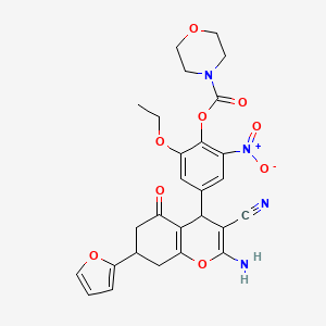 molecular formula C27H26N4O9 B4292072 4-[2-amino-3-cyano-7-(2-furyl)-5-oxo-5,6,7,8-tetrahydro-4H-chromen-4-yl]-2-ethoxy-6-nitrophenyl morpholine-4-carboxylate 