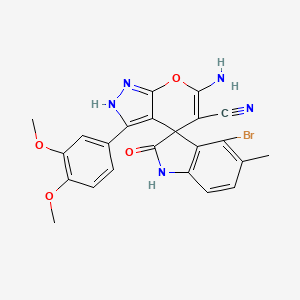 molecular formula C23H18BrN5O4 B4292082 6'-amino-4-bromo-3'-(3,4-dimethoxyphenyl)-5-methyl-2-oxo-1,2-dihydro-1'H-spiro[indole-3,4'-pyrano[2,3-c]pyrazole]-5'-carbonitrile 