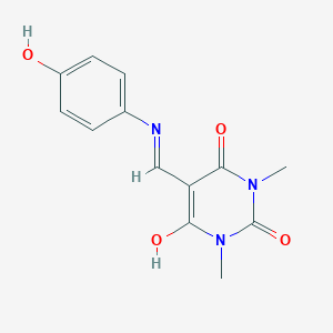 molecular formula C13H13N3O4 B429209 5-[(4-hydroxyanilino)methylene]-1,3-dimethyl-2,4,6(1H,3H,5H)-pyrimidinetrione 