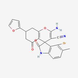 molecular formula C22H16BrN3O4 B4292094 2-amino-4'-bromo-7-(2-furyl)-5'-methyl-2',5-dioxo-1',2',5,6,7,8-hexahydrospiro[chromene-4,3'-indole]-3-carbonitrile 