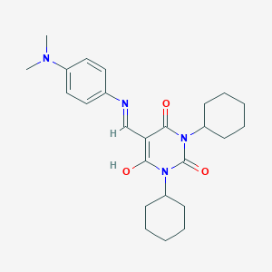 molecular formula C25H34N4O3 B429212 1,3-dicyclohexyl-5-{[4-(dimethylamino)anilino]methylene}-2,4,6(1H,3H,5H)-pyrimidinetrione 