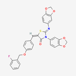 3-(1,3-benzodioxol-5-yl)-2-(1,3-benzodioxol-5-ylimino)-5-{4-[(2-fluorobenzyl)oxy]benzylidene}-1,3-thiazolidin-4-one