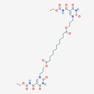 molecular formula C34H48N6O14 B429215 bis[3-(5-{[(ethoxycarbonyl)amino]carbonyl}-2,4-dioxo-3,4-dihydro-1(2H)-pyrimidinyl)propyl] dodecanedioate 