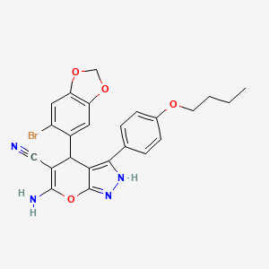 molecular formula C24H21BrN4O4 B4292164 6-amino-4-(6-bromo-1,3-benzodioxol-5-yl)-3-(4-butoxyphenyl)-1,4-dihydropyrano[2,3-c]pyrazole-5-carbonitrile 