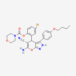 molecular formula C28H28BrN5O5 B4292170 2-[6-amino-3-(4-butoxyphenyl)-5-cyano-1,4-dihydropyrano[2,3-c]pyrazol-4-yl]-4-bromophenyl morpholine-4-carboxylate 