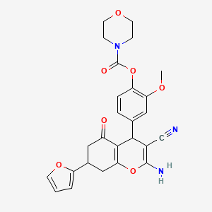 molecular formula C26H25N3O7 B4292174 4-[2-amino-3-cyano-7-(2-furyl)-5-oxo-5,6,7,8-tetrahydro-4H-chromen-4-yl]-2-methoxyphenyl morpholine-4-carboxylate 