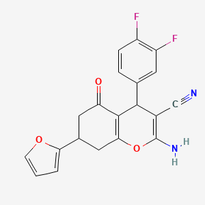 molecular formula C20H14F2N2O3 B4292187 2-amino-4-(3,4-difluorophenyl)-7-(2-furyl)-5-oxo-5,6,7,8-tetrahydro-4H-chromene-3-carbonitrile 