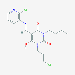 molecular formula C17H20Cl2N4O3 B429220 1-butyl-3-(3-chloropropyl)-5-{[(2-chloro-3-pyridinyl)amino]methylene}-2,4,6(1H,3H,5H)-pyrimidinetrione 