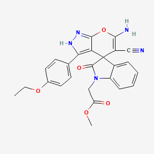 molecular formula C25H21N5O5 B4292204 methyl [6'-amino-5'-cyano-3'-(4-ethoxyphenyl)-2-oxo-1'H-spiro[indole-3,4'-pyrano[2,3-c]pyrazol]-1(2H)-yl]acetate 