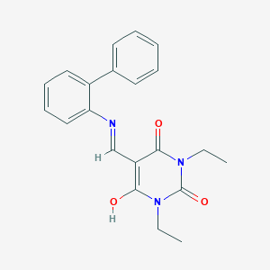 molecular formula C21H21N3O3 B429222 5-[([1,1'-biphenyl]-2-ylamino)methylene]-1,3-diethyl-2,4,6(1H,3H,5H)-pyrimidinetrione 