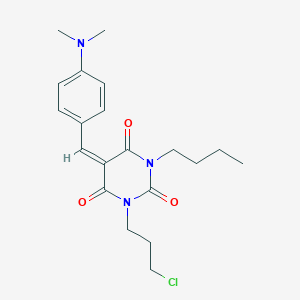 molecular formula C20H26ClN3O3 B429225 1-butyl-3-(3-chloropropyl)-5-[4-(dimethylamino)benzylidene]-2,4,6(1H,3H,5H)-pyrimidinetrione 