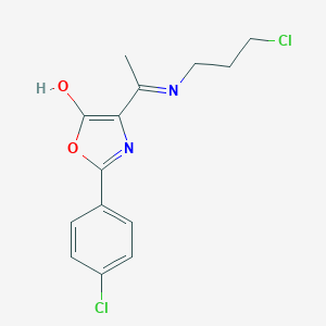 molecular formula C14H14Cl2N2O2 B429226 2-(4-chlorophenyl)-4-{1-[(3-chloropropyl)amino]ethylidene}-1,3-oxazol-5(4H)-one 