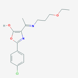 molecular formula C16H19ClN2O3 B429228 2-(4-chlorophenyl)-4-{1-[(3-ethoxypropyl)amino]ethylidene}-1,3-oxazol-5(4H)-one 