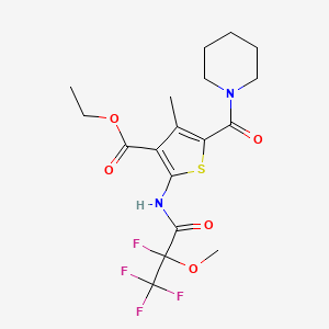 molecular formula C18H22F4N2O5S B4292308 ethyl 4-methyl-5-(piperidin-1-ylcarbonyl)-2-[(2,3,3,3-tetrafluoro-2-methoxypropanoyl)amino]thiophene-3-carboxylate 