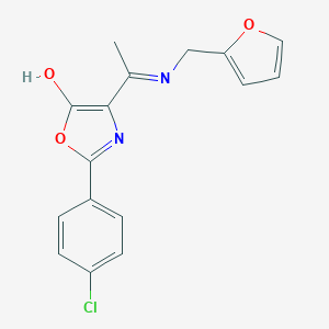 molecular formula C16H13ClN2O3 B429232 2-(4-chlorophenyl)-4-{1-[(2-furylmethyl)amino]ethylidene}-1,3-oxazol-5(4H)-one 