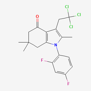 molecular formula C19H18Cl3F2NO B4292351 1-(2,4-difluorophenyl)-2,6,6-trimethyl-3-(2,2,2-trichloroethyl)-1,5,6,7-tetrahydro-4H-indol-4-one 