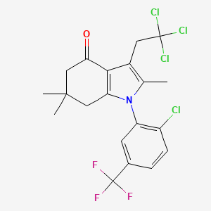 molecular formula C20H18Cl4F3NO B4292366 1-[2-chloro-5-(trifluoromethyl)phenyl]-2,6,6-trimethyl-3-(2,2,2-trichloroethyl)-1,5,6,7-tetrahydro-4H-indol-4-one 