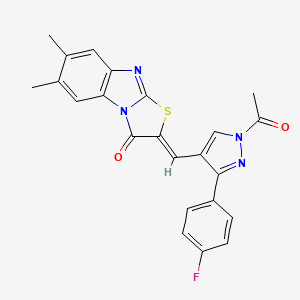 molecular formula C23H17FN4O2S B4292412 2-{[1-acetyl-3-(4-fluorophenyl)-1H-pyrazol-4-yl]methylene}-6,7-dimethyl[1,3]thiazolo[3,2-a]benzimidazol-3(2H)-one 