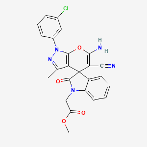 molecular formula C24H18ClN5O4 B4292421 methyl [6'-amino-1'-(3-chlorophenyl)-5'-cyano-3'-methyl-2-oxo-1'H-spiro[indole-3,4'-pyrano[2,3-c]pyrazol]-1(2H)-yl]acetate 