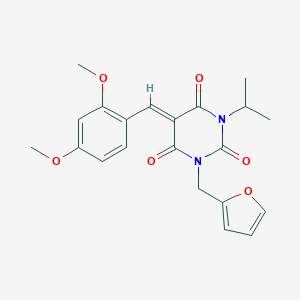 molecular formula C21H22N2O6 B429243 5-(2,4-dimethoxybenzylidene)-1-(2-furylmethyl)-3-isopropyl-2,4,6(1H,3H,5H)-pyrimidinetrione 