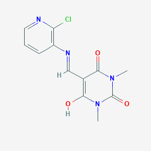 molecular formula C12H11ClN4O3 B429244 5-{[(2-chloro-3-pyridinyl)amino]methylene}-1,3-dimethyl-2,4,6(1H,3H,5H)-pyrimidinetrione 