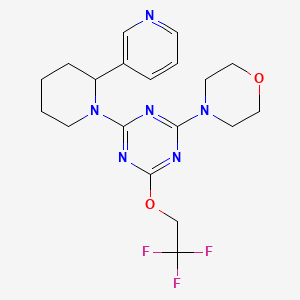 molecular formula C19H23F3N6O2 B4292447 2-morpholin-4-yl-4-(2-pyridin-3-ylpiperidin-1-yl)-6-(2,2,2-trifluoroethoxy)-1,3,5-triazine 
