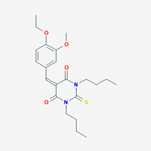 molecular formula C22H30N2O4S B429247 1,3-dibutyl-5-(4-ethoxy-3-methoxybenzylidene)-2-thioxodihydro-4,6(1H,5H)-pyrimidinedione 