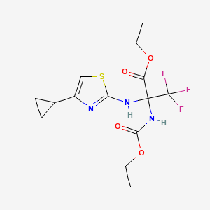 molecular formula C14H18F3N3O4S B4292474 ethyl N-(4-cyclopropyl-1,3-thiazol-2-yl)-2-[(ethoxycarbonyl)amino]-3,3,3-trifluoroalaninate 