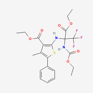 molecular formula C22H25F3N2O6S B4292493 ethyl 2-({1-(ethoxycarbonyl)-1-[(ethoxycarbonyl)amino]-2,2,2-trifluoroethyl}amino)-4-methyl-5-phenylthiophene-3-carboxylate 