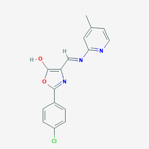 molecular formula C16H12ClN3O2 B429251 2-(4-chlorophenyl)-4-{[(4-methyl-2-pyridinyl)amino]methylene}-1,3-oxazol-5(4H)-one 