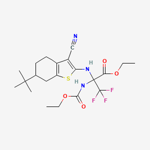 molecular formula C21H28F3N3O4S B4292512 ethyl N-(6-tert-butyl-3-cyano-4,5,6,7-tetrahydro-1-benzothien-2-yl)-2-[(ethoxycarbonyl)amino]-3,3,3-trifluoroalaninate 