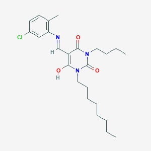 molecular formula C24H34ClN3O3 B429255 1-butyl-5-[(5-chloro-2-methylanilino)methylene]-3-octyl-2,4,6(1H,3H,5H)-pyrimidinetrione 