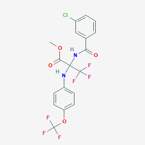 molecular formula C18H13ClF6N2O4 B4292558 methyl N-(3-chlorobenzoyl)-3,3,3-trifluoro-2-{[4-(trifluoromethoxy)phenyl]amino}alaninate 