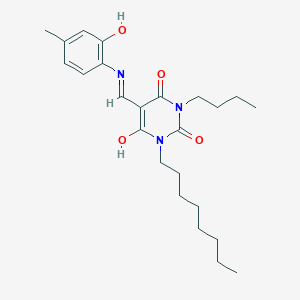 molecular formula C24H35N3O4 B429256 1-butyl-5-[(2-hydroxy-4-methylanilino)methylene]-3-octyl-2,4,6(1H,3H,5H)-pyrimidinetrione 