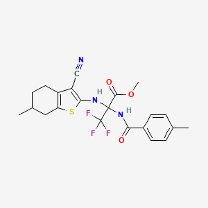 molecular formula C22H22F3N3O3S B4292599 methyl N-(3-cyano-6-methyl-4,5,6,7-tetrahydro-1-benzothien-2-yl)-3,3,3-trifluoro-2-[(4-methylbenzoyl)amino]alaninate 