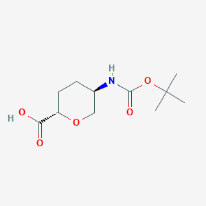 molecular formula C11H19NO5 B042926 (2S,5R)-5-((叔丁氧羰基)氨基)四氢-2H-吡喃-2-羧酸 CAS No. 603130-13-8