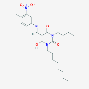 molecular formula C24H34N4O5 B429260 1-butyl-5-({3-nitro-4-methylanilino}methylene)-3-octyl-2,4,6(1H,3H,5H)-pyrimidinetrione 