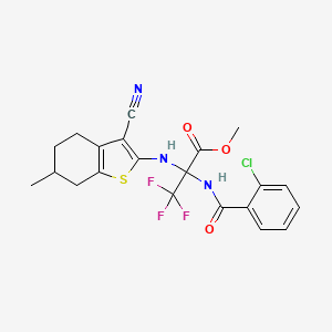 molecular formula C21H19ClF3N3O3S B4292603 methyl 2-[(2-chlorobenzoyl)amino]-N-(3-cyano-6-methyl-4,5,6,7-tetrahydro-1-benzothien-2-yl)-3,3,3-trifluoroalaninate 