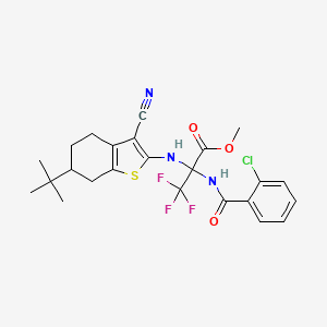 molecular formula C24H25ClF3N3O3S B4292617 methyl N-(6-tert-butyl-3-cyano-4,5,6,7-tetrahydro-1-benzothien-2-yl)-2-[(2-chlorobenzoyl)amino]-3,3,3-trifluoroalaninate 