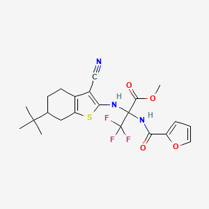 molecular formula C22H24F3N3O4S B4292619 methyl N-(6-tert-butyl-3-cyano-4,5,6,7-tetrahydro-1-benzothien-2-yl)-3,3,3-trifluoro-2-(2-furoylamino)alaninate 