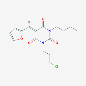 molecular formula C16H19ClN2O4 B429262 1-butyl-3-(3-chloropropyl)-5-(2-furylmethylene)-2,4,6(1H,3H,5H)-pyrimidinetrione 