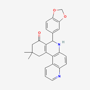 molecular formula C25H22N2O3 B4292639 8-(1,3-benzodioxol-5-yl)-11,11-dimethyl-8,10,11,12-tetrahydrobenzo[a]-4,7-phenanthrolin-9(7H)-one 