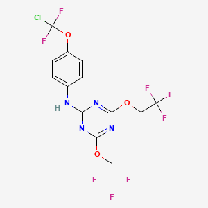 molecular formula C14H9ClF8N4O3 B4292654 N-{4-[chloro(difluoro)methoxy]phenyl}-4,6-bis(2,2,2-trifluoroethoxy)-1,3,5-triazin-2-amine 