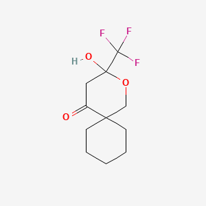 molecular formula C11H15F3O3 B4292668 3-hydroxy-3-(trifluoromethyl)-2-oxaspiro[5.5]undecan-5-one 