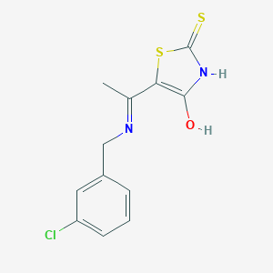 molecular formula C12H11ClN2OS2 B429267 5-{1-[(3-Chlorobenzyl)amino]ethylidene}-2-thioxo-1,3-thiazolidin-4-one 